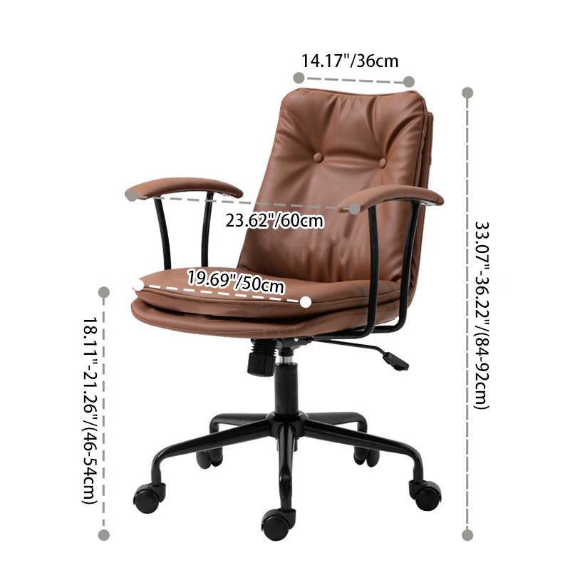 Scandinavian Leather Metal Desk Chair — Pure Black