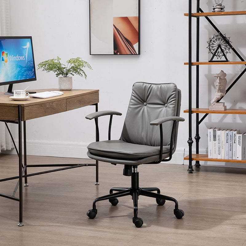 Scandinavian Leather Metal Desk Chair
