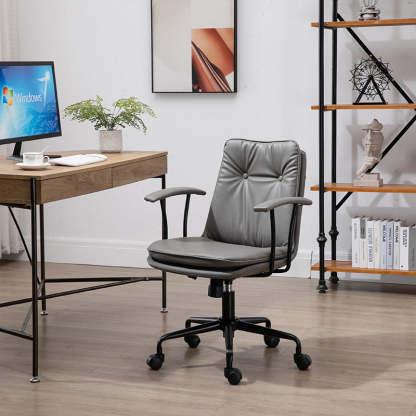 Scandinavian Leather Metal Desk Chair