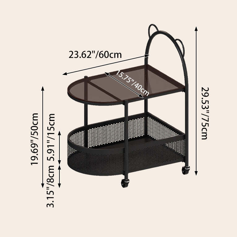 Modern Oval Glass Steel Side Table — D