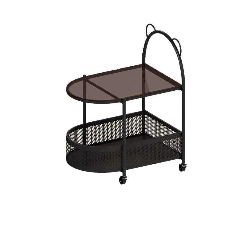 Modern Oval Glass Steel Side Table
