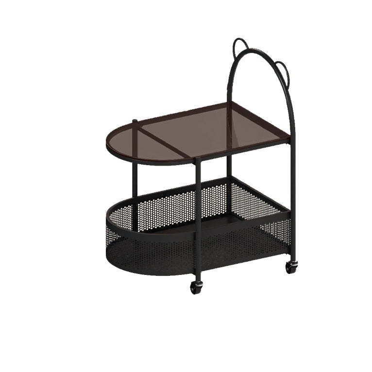 Modern Oval Glass Steel Side Table