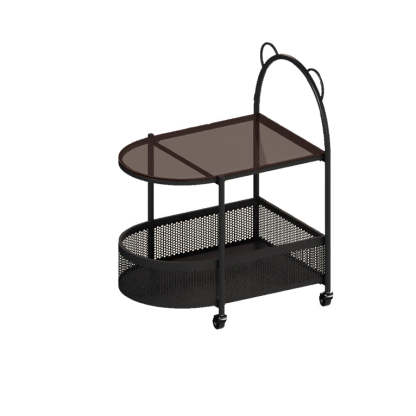 Modern Oval Glass Steel Side Table