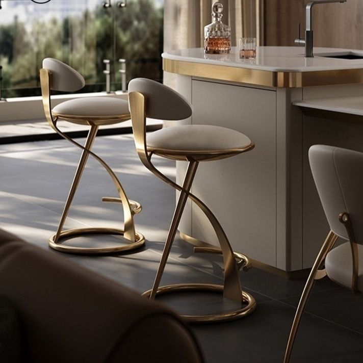 Nordic Round Leather Steel Bar Stool