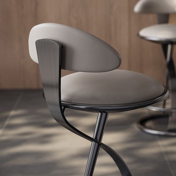 Nordic Round Leather Steel Bar Stool