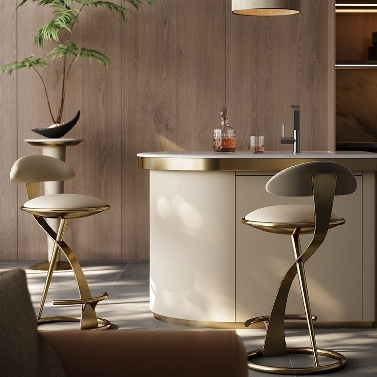 Nordic Round Leather Steel Bar Stool