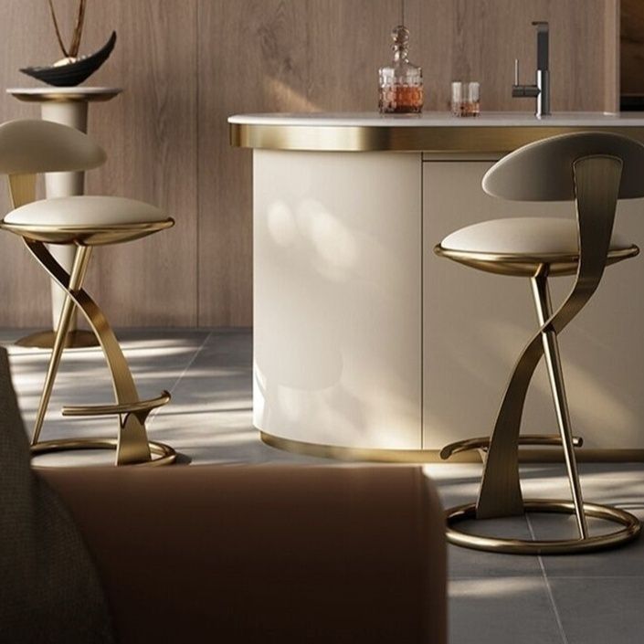 Nordic Round Leather Steel Bar Stool