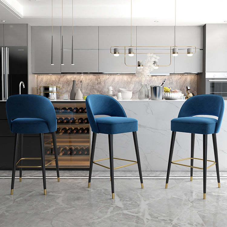 Modern Luxury High-Resilience Metal Bar Stool — Blue