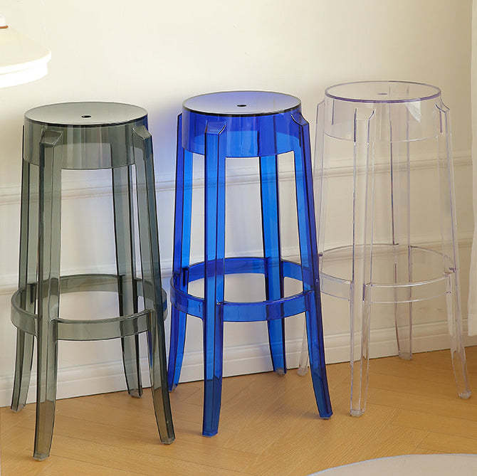 Minimalist Round Plastic Bar Stool — Amber Color