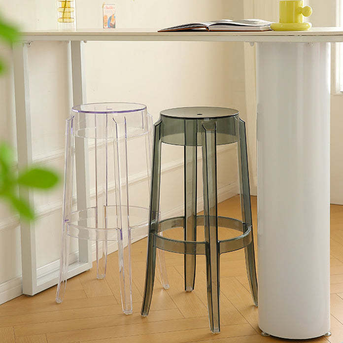 Minimalist Round Plastic Bar Stool — Red