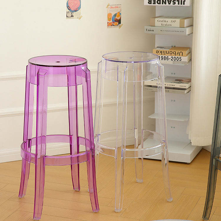 Minimalist Round Plastic Bar Stool — White