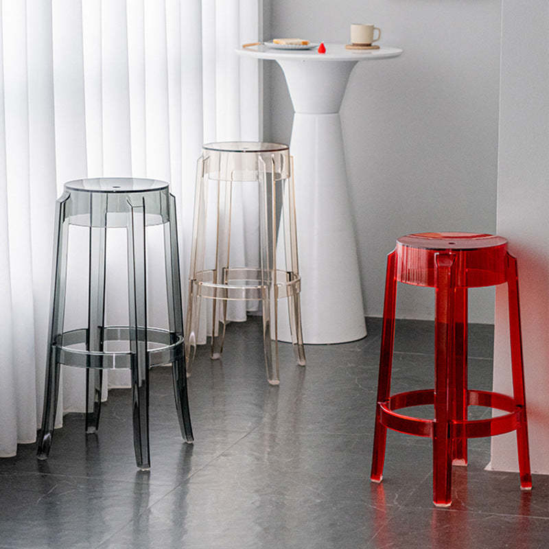 Minimalist Round Plastic Bar Stool — Gray
