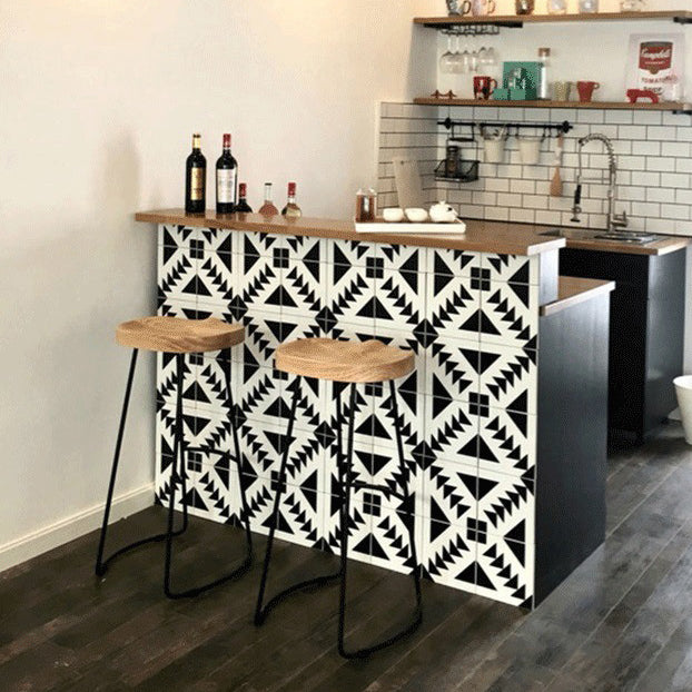Traditional Retro Solid Wood Metal Bar Stool