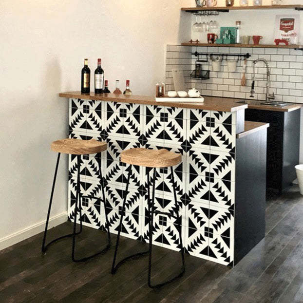 Traditional Retro Solid Wood Metal Bar Stool