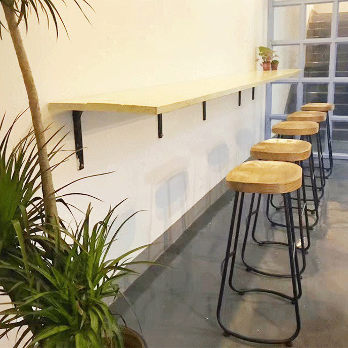 Traditional Retro Solid Wood Metal Bar Stool