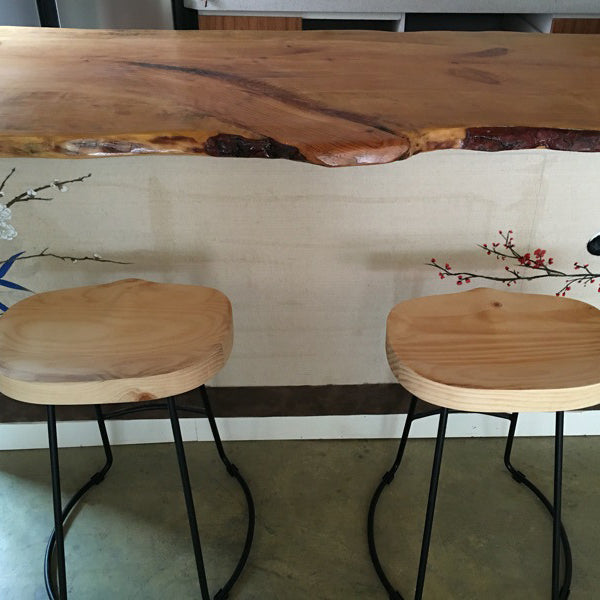 Traditional Retro Solid Wood Metal Bar Stool