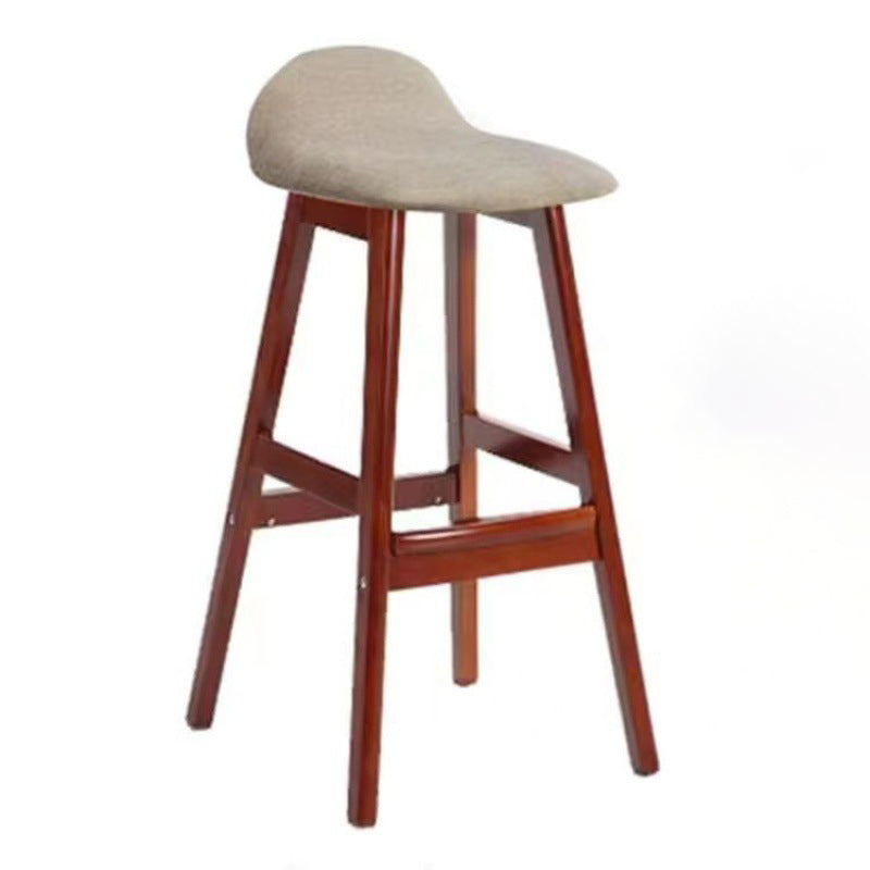 Scandinavian Oval Cushion Rubberwood Bar Stool