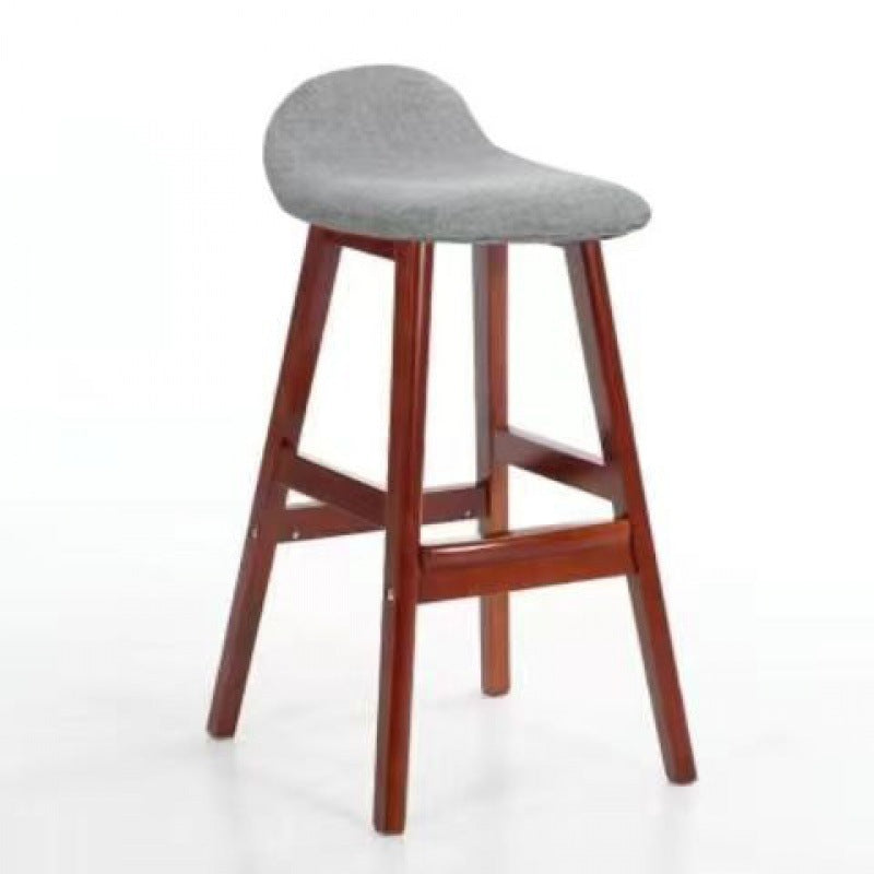 Scandinavian Oval Cushion Rubberwood Bar Stool