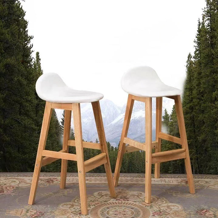 Scandinavian Oval Cushion Rubberwood Bar Stool — Original Wood Color Legs - Gray
