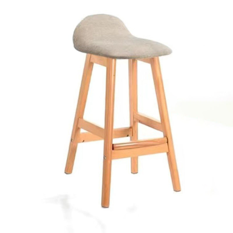 Scandinavian Oval Cushion Rubberwood Bar Stool