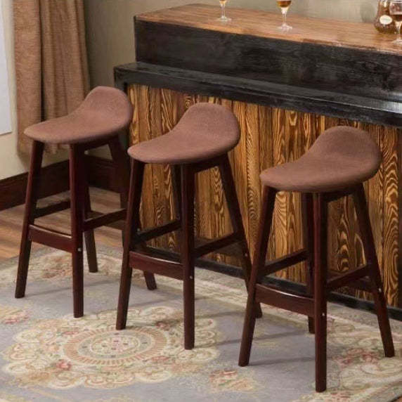 Scandinavian Oval Cushion Rubberwood Bar Stool — Walnut Color - Black