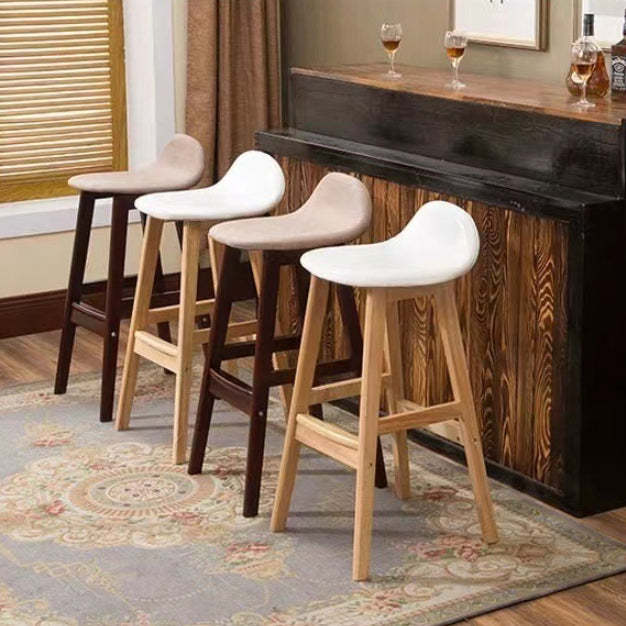 Scandinavian Oval Cushion Rubberwood Bar Stool — Walnut Color - Gray