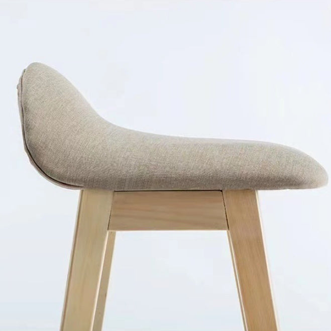 Scandinavian Oval Cushion Rubberwood Bar Stool — Original Wood Color Legs - White