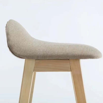 Scandinavian Oval Cushion Rubberwood Bar Stool — Original Wood Color Legs - White