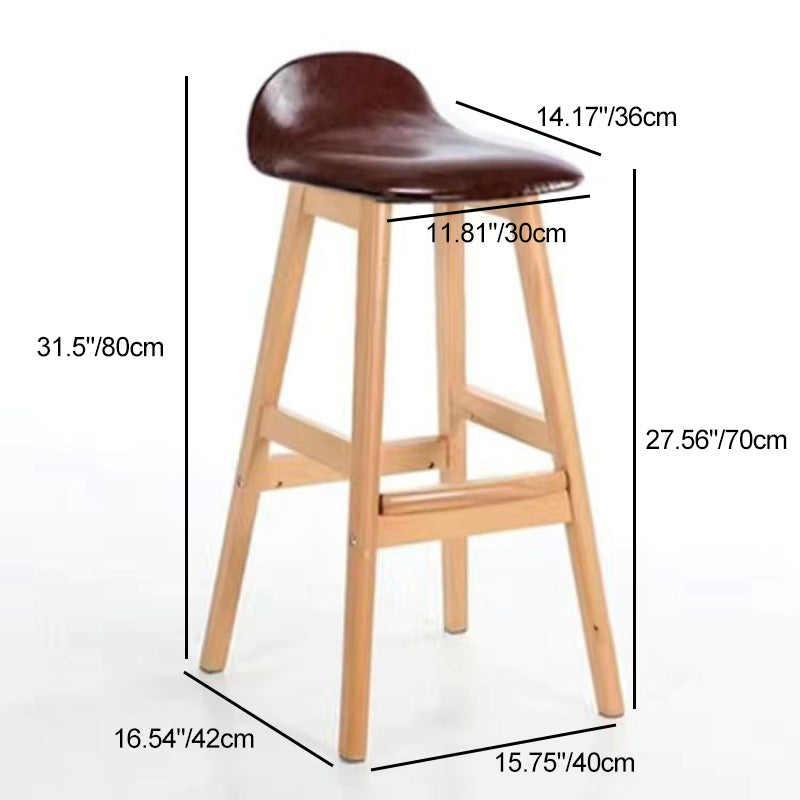 Scandinavian Oval Cushion Rubberwood Bar Stool — Original Wood Color Legs - Black