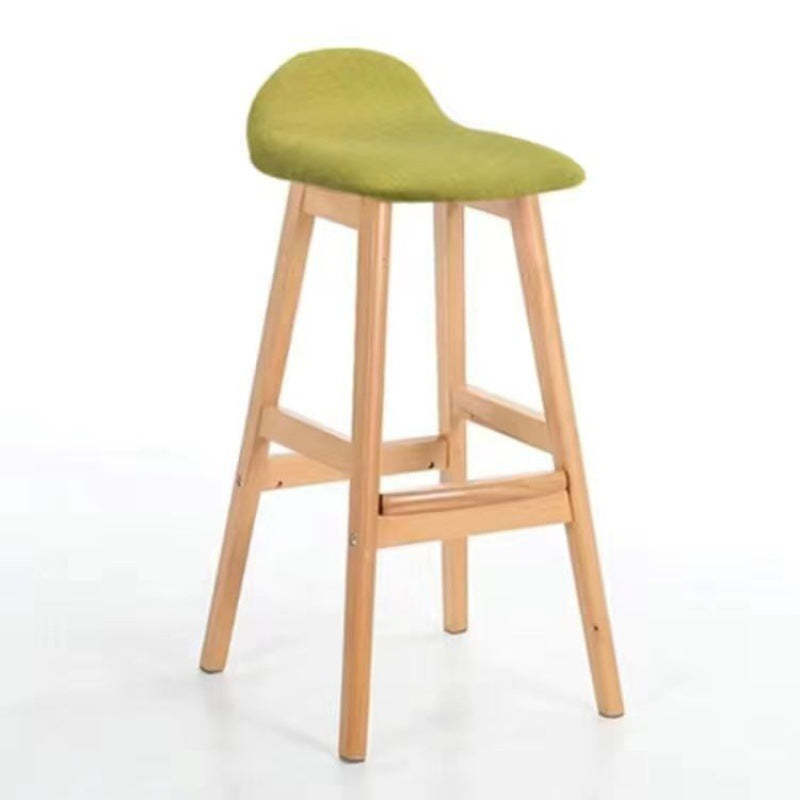 Scandinavian Oval Cushion Rubberwood Bar Stool