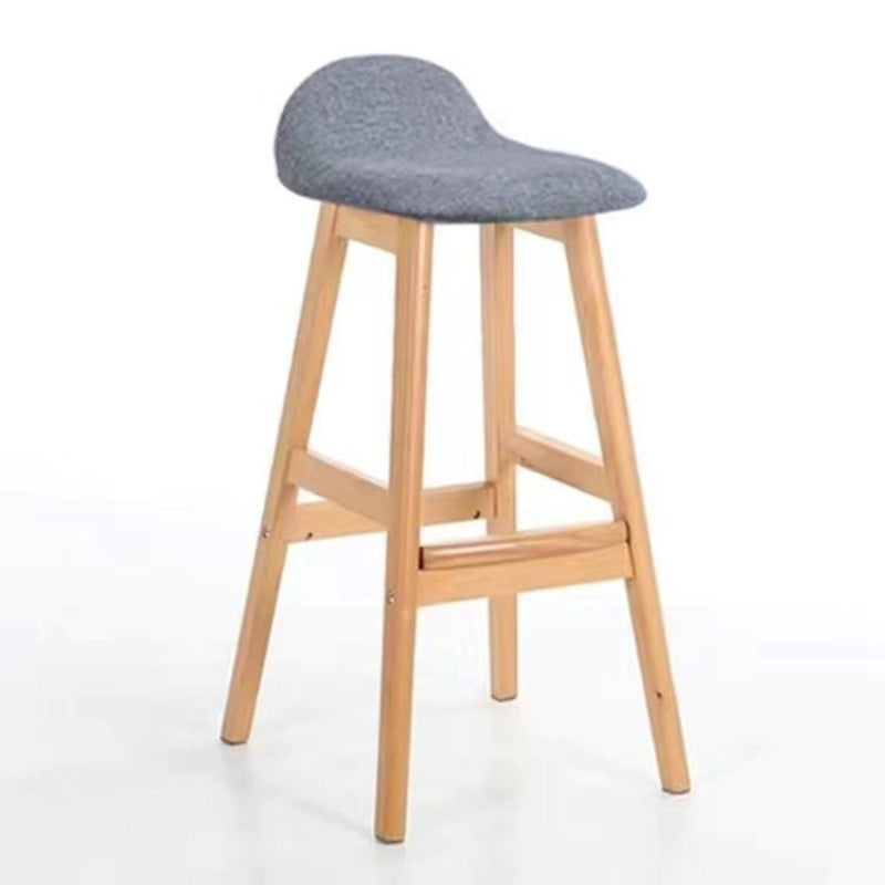 Scandinavian Oval Cushion Rubberwood Bar Stool