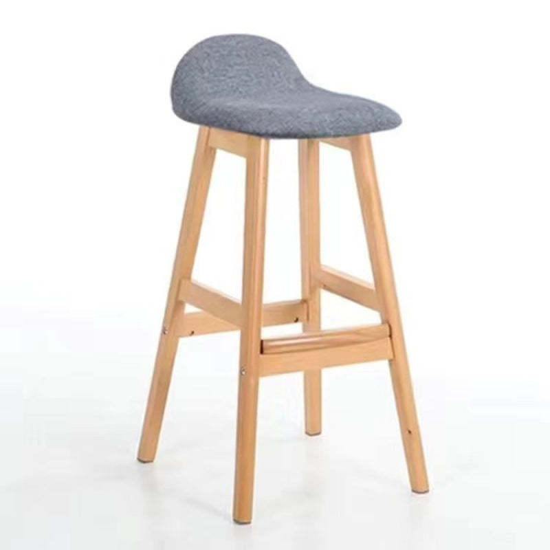 Scandinavian Oval Cushion Rubberwood Bar Stool