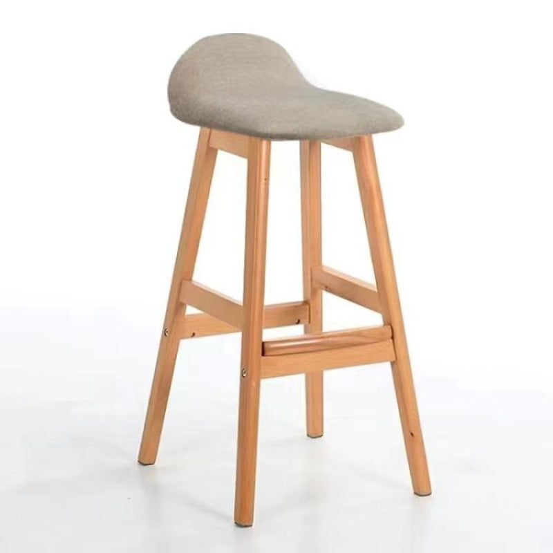 Scandinavian Oval Cushion Rubberwood Bar Stool