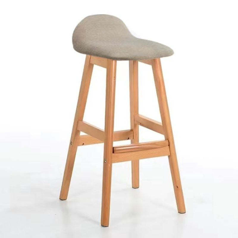 Scandinavian Oval Cushion Rubberwood Bar Stool