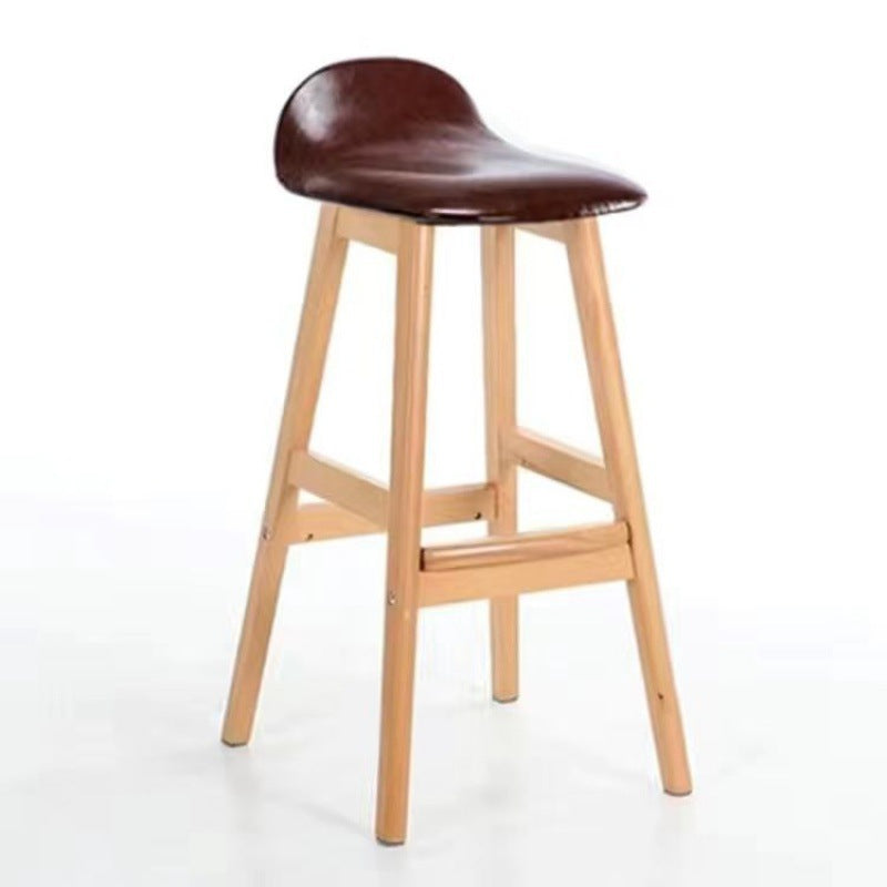 Scandinavian Oval Cushion Rubberwood Bar Stool