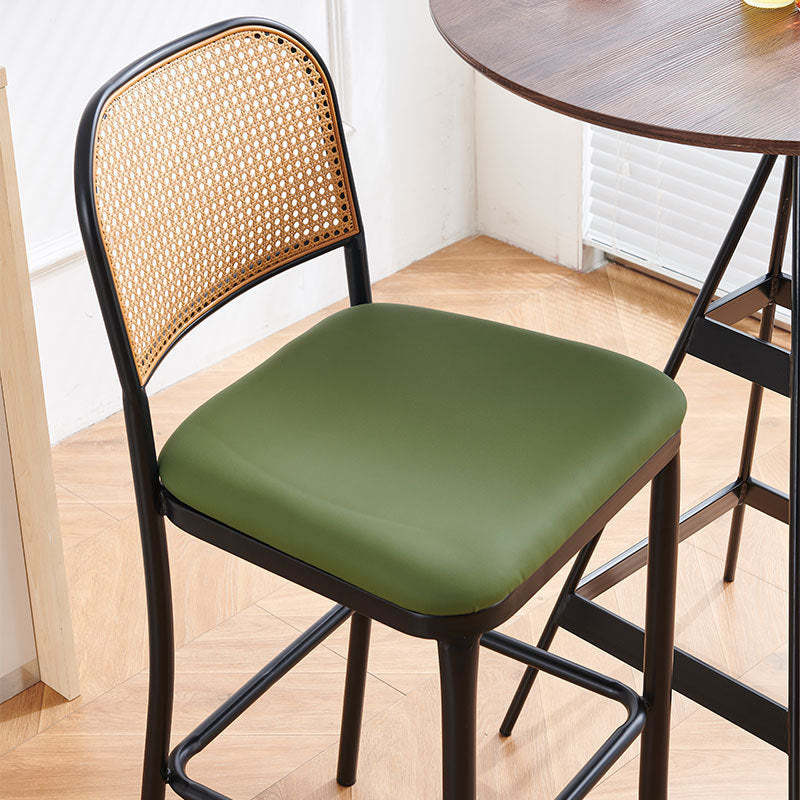 European Rattan Leather Iron Bar Stool