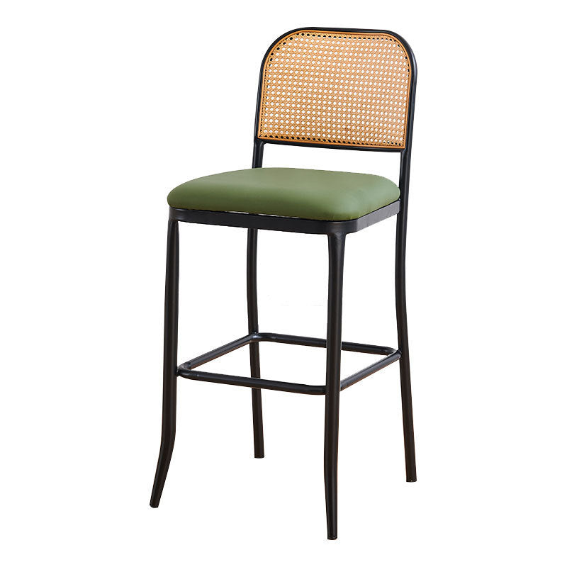 European Rattan Leather Iron Bar Stool