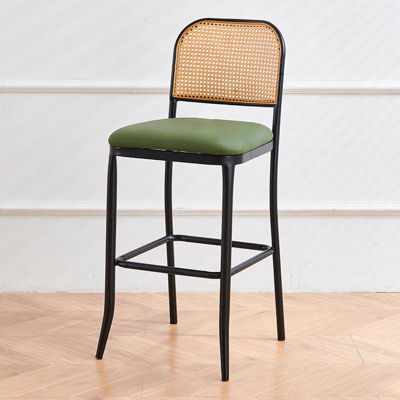 European Rattan Leather Iron Bar Stool