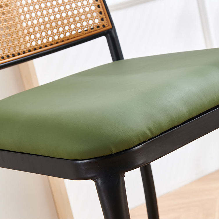 European Rattan Leather Iron Bar Stool
