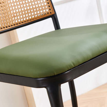 European Rattan Leather Iron Bar Stool