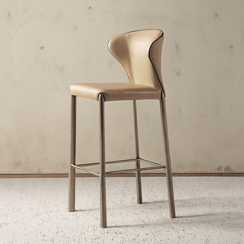 Modern Saddle Leather Steel Bar Stool