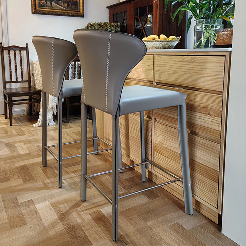 Modern Saddle Leather Steel Bar Stool