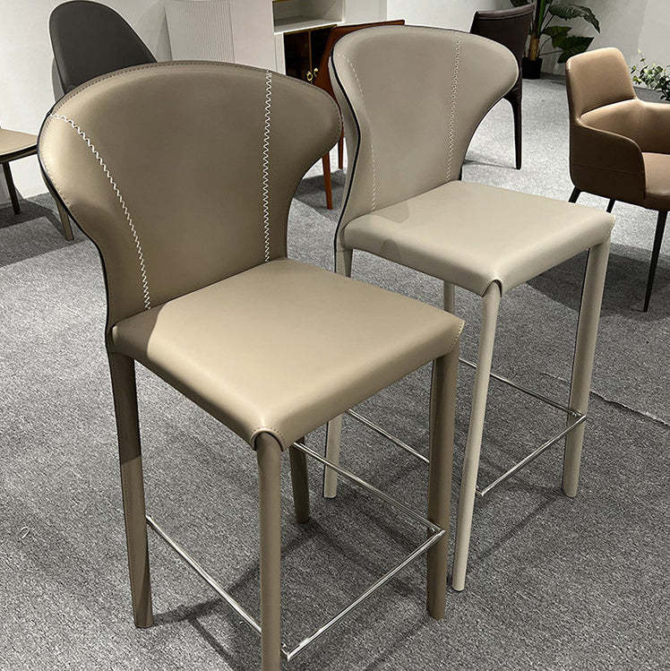 Modern Saddle Leather Steel Bar Stool