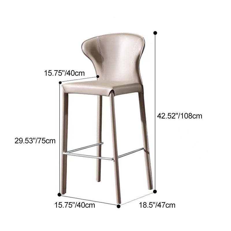 Modern Saddle Leather Steel Bar Stool
