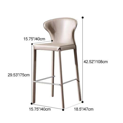 Modern Saddle Leather Steel Bar Stool