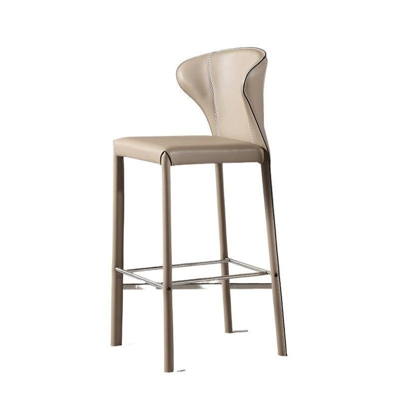Modern Saddle Leather Steel Bar Stool