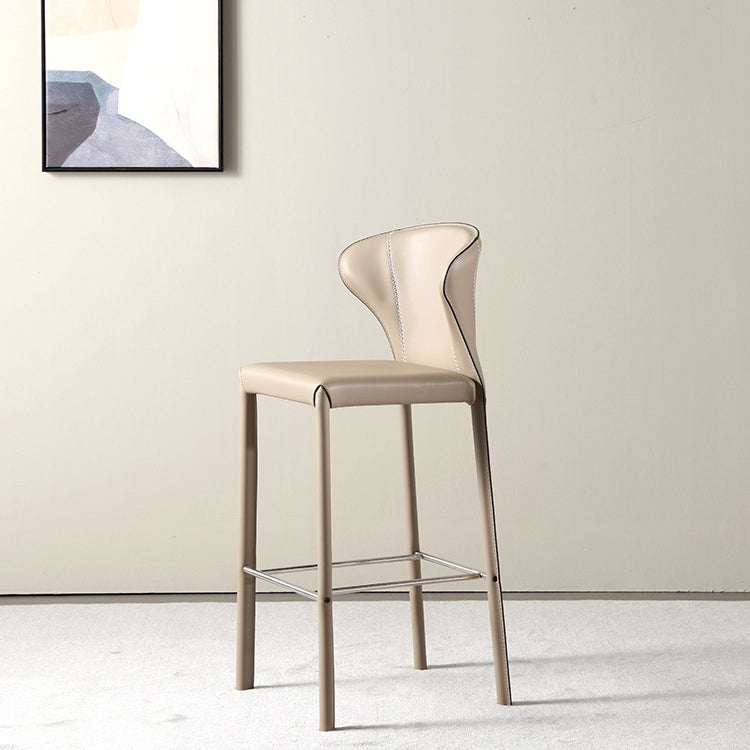 Modern Saddle Leather Steel Bar Stool