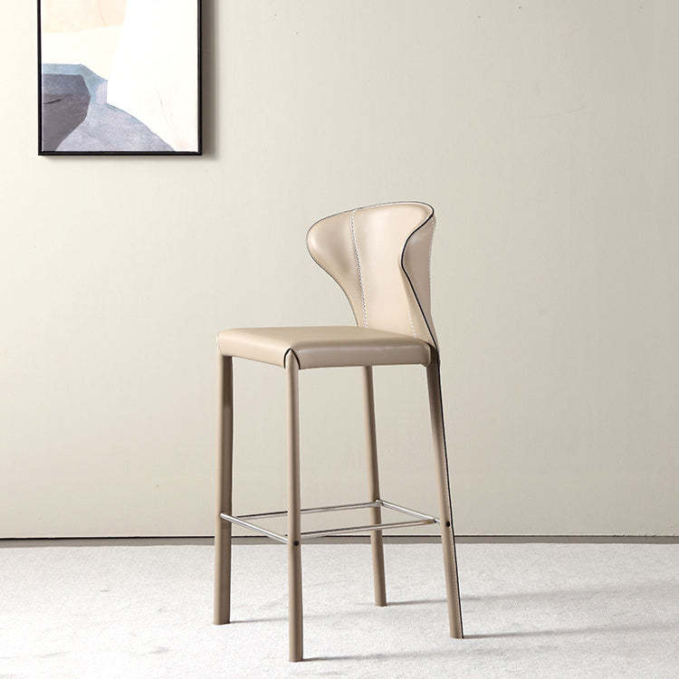 Modern Saddle Leather Steel Bar Stool