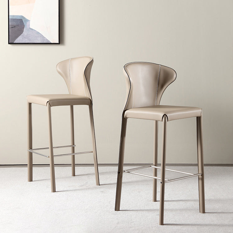 Modern Saddle Leather Steel Bar Stool