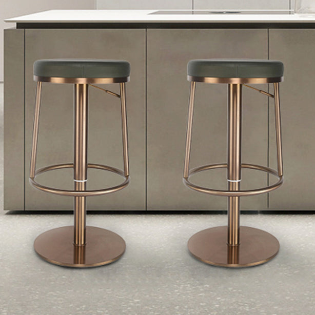 Modern Round Leather Steel Bar Stool